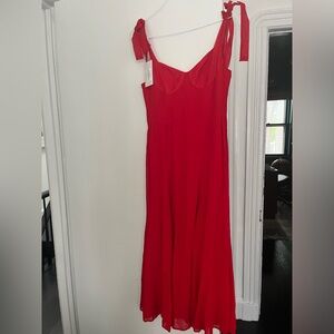 NWT Reformation Petites Nadira Dress Poinsettia Red 4P